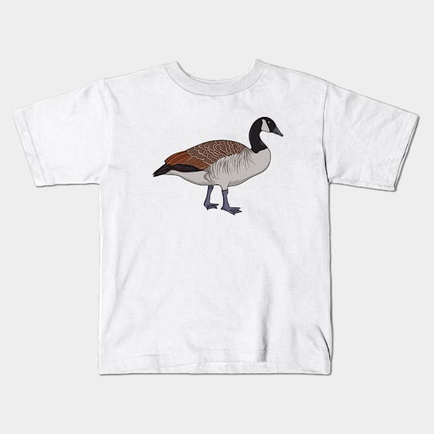 Drawing of a Canada Goose Kids T-Shirt by Modern Medieval Design